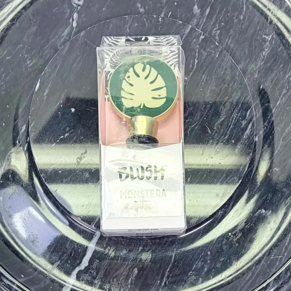 Blush Monstera Brushed Gold and Green Enamel Bottle Stopper